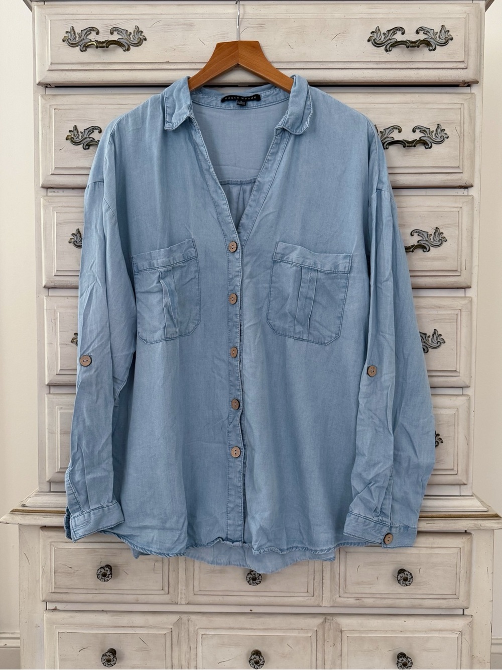 Vici Chambray Boho Button Shirt